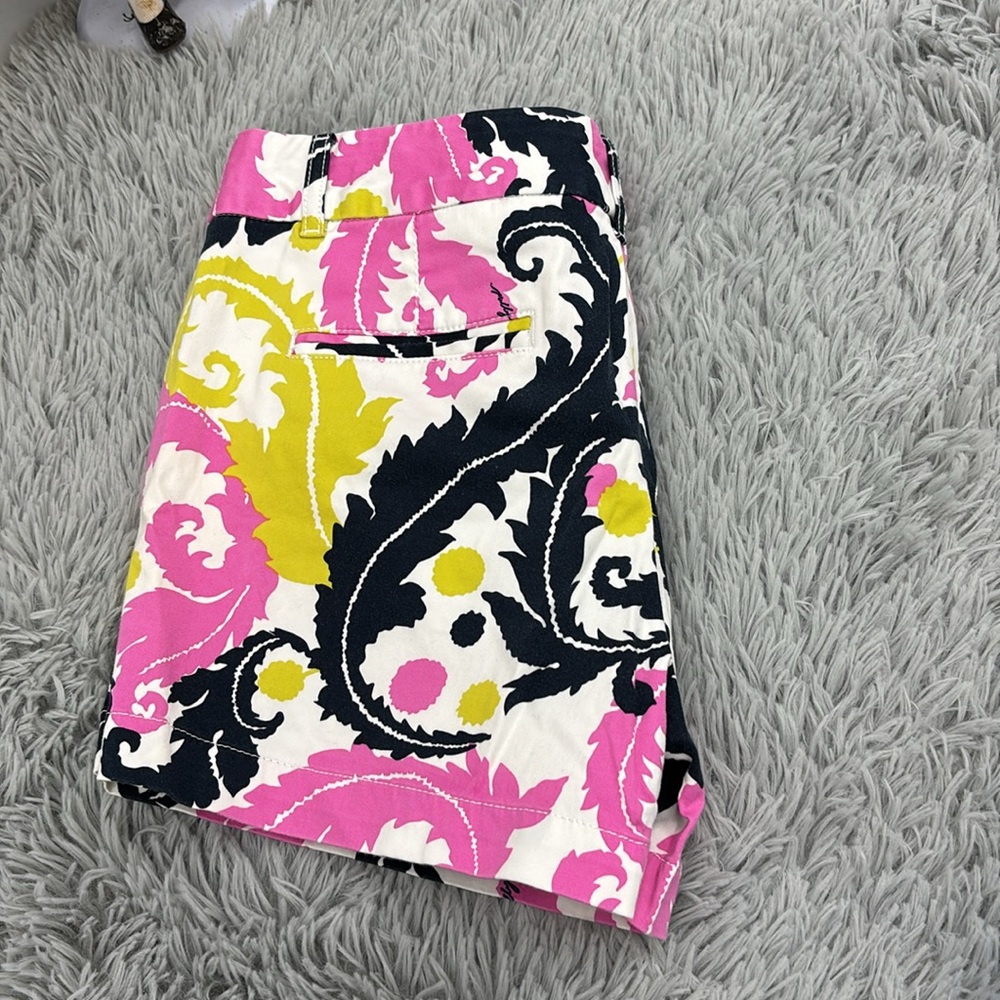 Banana Republic Milly Collection Petite Vibrant Pink Black Patterned Shorts 6P